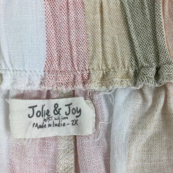 Womens Jolie & Joy 2X Cotton Paperbag Shorts Peach Red Tan Green #1 - Picture 5 of 6